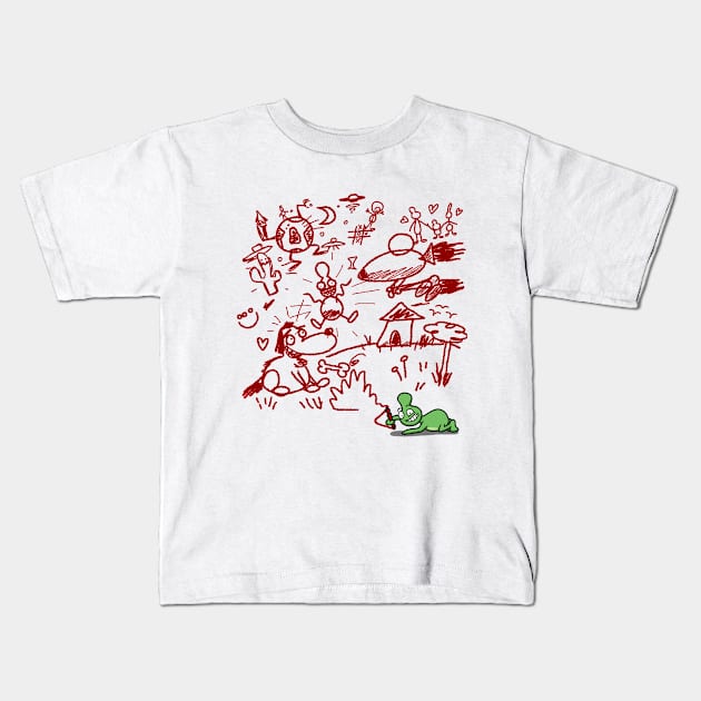 Spacely's Scribbles Kids T-Shirt by Gumbandman